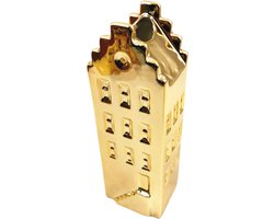 Bloemenvaas- Huis Vaas- Keramiek-Goud- 7,5x6x23 cm