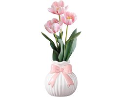 Bloemenvaas Keramiek - Decoratieve Vaas - Bloemstukken Presenteren - Modern VASO-design - 10 x 9 cm - Wit