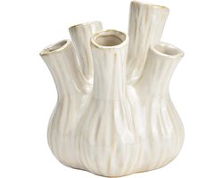 Bloemenvaas - tulpenvaas - wit - keramiek - L20 x B20 x H21 cm - toetervaas