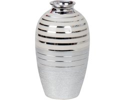 Bloemenvaas Vienna de luxe - zilver/wit - porselein - 11 x 22 cm