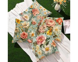 Bloemkussenslopen Set - Decoratieve Hoezen - Woonkamer Aankleden - Waterdicht Kort Pluche - 45 x 45 cm - Multicolor