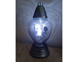 Bloemlove herdenkinglicht met led lichtgraflantaarn grafdecoratie grafkaars windlicht decoratie Graflicht Lantaarn