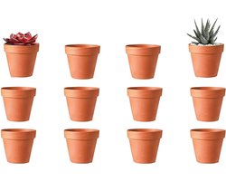 Bloempot - aardewerk - terracotta - mini-bloempot - herbruikbare plantenpot - afvoergat - voor binnen en buiten - decoratie - 10 stuks - 4,5 x 4 cm