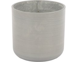 Bloempot Beton | Ø25 - Binnen en Buiten - Kunststof - Ronde planten pot - Breukbestendig - Steen/kunststof blend materiaal - Grijs