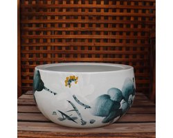 Bloempot Blauw Wit - Plantenbak Decoratief - Kamerplanten Verfraaien - Handgeschilderd Porselein - Unieke Maat - Blauw Wit