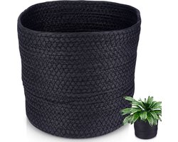Bloempot Gevlochten Zwart 23x22 cm - Plantenstandaard - Plantenmand - voor Planten - Bloemen