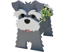 Bloempot 'Grijze Terriër (Dwergschnauzer)' - Hond- Plantenpot - Binnen en Buiten - Schattig - Dieren - Decoratieve - Woonaccessoires - Tuinaccessoires - Tuindecoraties