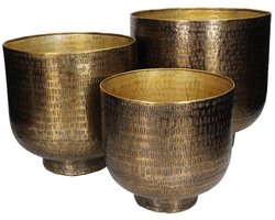 Bloempot HD Living Bronze 28 x 28 x 28 cm (3-Delig)