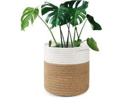 Bloempot in de vorm van een gevlochten katoenen mand met voering voor kamerplanten en woondecoratie - rituals-20 x 20 cm