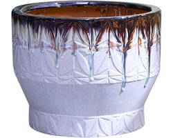 Bloempot Keramiek - Plantenbak Pot - Binnen Buiten Gebruik - Met Drainage Gat - 25cm Diameter - Messing