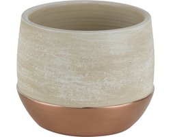 Bloempot keramiek/aardewerk voor kamerplant koper D18 x H14 cm - Plantenpotten voor kamerplanten en kunstplanten