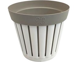 Bloempot 'Kreta' 30 - Wit / Taupe - Buiten - Rond