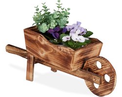 bloempot kruiwagen - hout - 19 x 47 x 15 cm - voor binnen - buiten - balkon