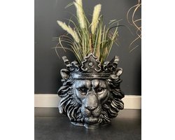 Bloempot Leeuw Zilver voor Binnen en Buiten - Plantenbak - Vaas - 43 cm