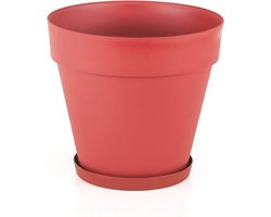Bloempot Mansion 23L rood in- & outdoor + gratis schaal en drainage
