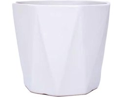 Bloempot met dienblad - Plantenbak Keramiek - Planten Binnen Zetten - Met Afvoer Gaten - Klein - Wit