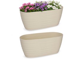 Bloempot met onderzetter – 27 cm Crème Kleurige Plantenpot voor Binnen