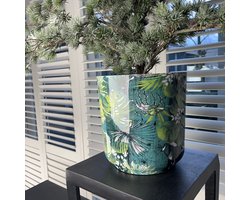 Bloempot-Ocean67 Toledo - H25,5 x Ø 25 cm - Jungle Green - Handgemaakte bloempot voor binnen - voor planten, droogbloemen, sierboeketten en decoratie - Emaille vaas van glas en metaal