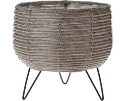 Bloempot Op Poten - Gevlochten Rotan - 20x14x19cm