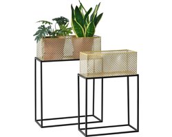 Bloempot op standaard Anderlues set van 2 zwart en messing