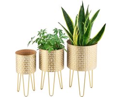 Bloempot op standaard Kalmthout set van 3 messing