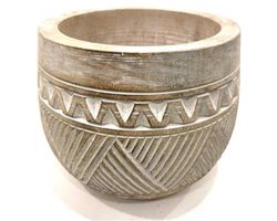 Bloempot - opbergpot - 16x20 cm - handgemaakt - carving pot