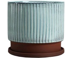 Bloempot Paars - Plantenbak Tuin - Balkon Decoratie - Zand Textuur - 17 cm - Paars