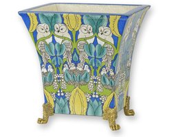 Bloempot - Porseleinen pot - bronzen voetjes - 21,5 cm hoog