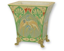 Bloempot - Porseleinen pot - bronzen voetjes - 21,5 cm hoog