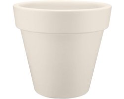 Bloempot Rond - Plantenbak Buiten - Binnen en Buiten - Vorstbestendig en Onbreekbaar - 39 cm Diameter - Wit Linnen