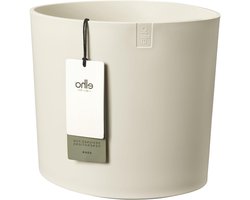 Bloempot Rond - Plantenbak Decoratief - Binnen en Buiten - 100% Gerecycled Plastic - 28 x 27.9 cm - Linnen Wit