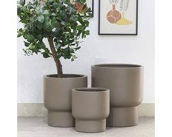 Bloempot Roskilde | Small | Taupe | Ø37xH40cm