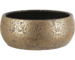 Bloempot schaal keramiek voor kamerplanten goud 15 x 37 cm - Mica Decorations plantenpotten