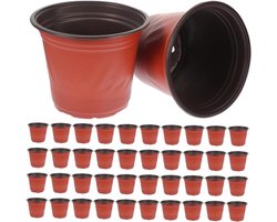 Bloempot Set - Plantenbakken Tuin - Planten Kweken - Met Drainage Gat - 14 x 14 x 12 cm - Donkerrood