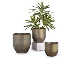 Bloempot set van 3 - verzinkt staal - moderne decoratie - plantenpotten - binnen en buiten - groen 165 cm/135 cm/12 cm