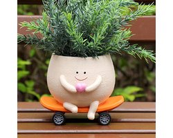 Bloempot Smiley Face - Plantenbak Pot - Decoratie Binnen - Uniek Skateboard Design - 85x11x13 cm - Multicolor