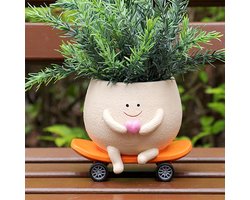 Bloempot Smiley Face - Plantenbak Pot - Decoratie Binnen - Uniek Skateboard Design - 85x11x13 cm - Multicolor
