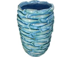 Bloempot vaas Plantenstok Vissen MGO Blauw 28,5x27,8x45cm