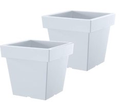 Bloempot Vierkant Lofly Low 19x19x18cm WIT Prosperplast / 2 STUKS ! /