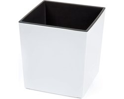 Bloempot Vierkant - Plantenbak Groot - Tuin Balkon Huis - Robuust Kunststof - 30 x 30 cm - Wit