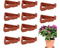 bloempot voeten - driehoek bloem pot rack - onzichtbare bloempot - plastic driehoekige bloempotmat - voor kleine tot grote plantenbakken - Plantenstandaard - potmat net bonsai - klein oranje - 10 stuks