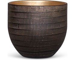 Bloempot voor Binnen - Aardewerk - Zwart Goud - Ø 20 cm