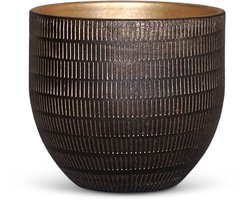 Bloempot voor Binnen - Aardewerk - Zwart Goud - Ø24 cm