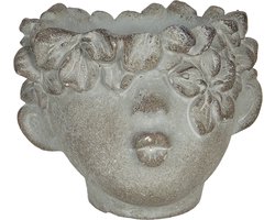 Bloempot voor Binnen – Grijs – Rustieke Pot – 12x10x9 cm – Steen – Vrouwenmotief