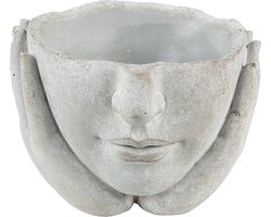 Bloempot voor Binnen – Grijs – Rustieke Pot – 17x17x11 cm – Steen – Hoofdmotief