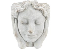 Bloempot voor Binnen – Grijs – Rustieke Pot – 20x23x25 cm – Steen – Vrouwenmotief