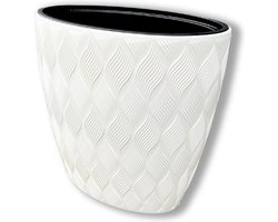 Bloempot Wave Ellipse - Wit - Plantenbak - Tuin Decoratie - Bloembak - Potten - Tuin - Ovaal - Binnen & Buiten