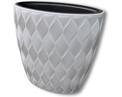 Bloempot Wave Ellipse - Zilver - Plantenbak - Tuin Decoratie - Bloembak - Ovaal - Binnen & Buiten - Potten