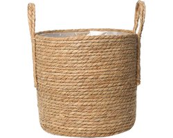 Bloempot Zeegras Zeegras Plant Mand stro Plant Pot Gevlochten Mand - Plant Pot Wilgen Plant Houder met Plastic Insert voor Kamerplanten Wasruimte 25 cm