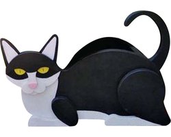 Bloempot Zwart-witte kat - Kat - Plantenpot - Binnen en Buiten - Schattig - Dieren - Decoratieve - Woonaccessoires - Tuinaccessoires - Tuindecoraties